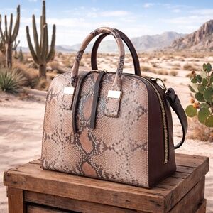 Furla Twiggy Mixed Material Exotic Python Embossed Top Handle Bag/Shoulder Bag